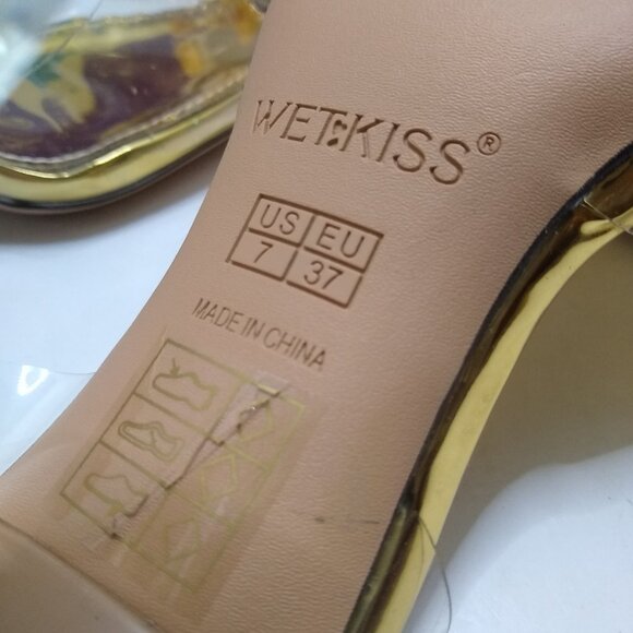 Wetkiss Women's Transparent Heel 4” Crystal Rhinestone Pointed Toe Size 7 - Picture 4 of 9